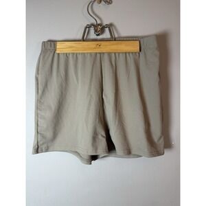Solid Taupe Elastic‎ Waist Casual Basic Athletic Shorts Womens Size Medium